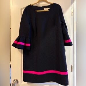 Eliza J Elegant Navy Dress with Pink Highlights